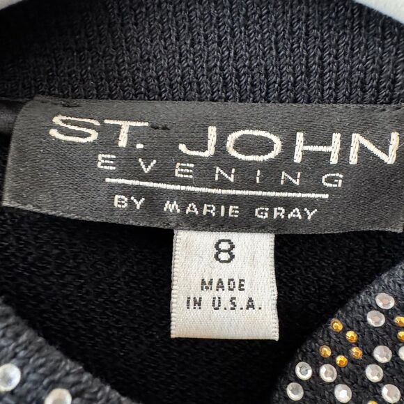 St. John Evening Embellished Black and Gold Jacket Size 8 - Picture 6 of 8